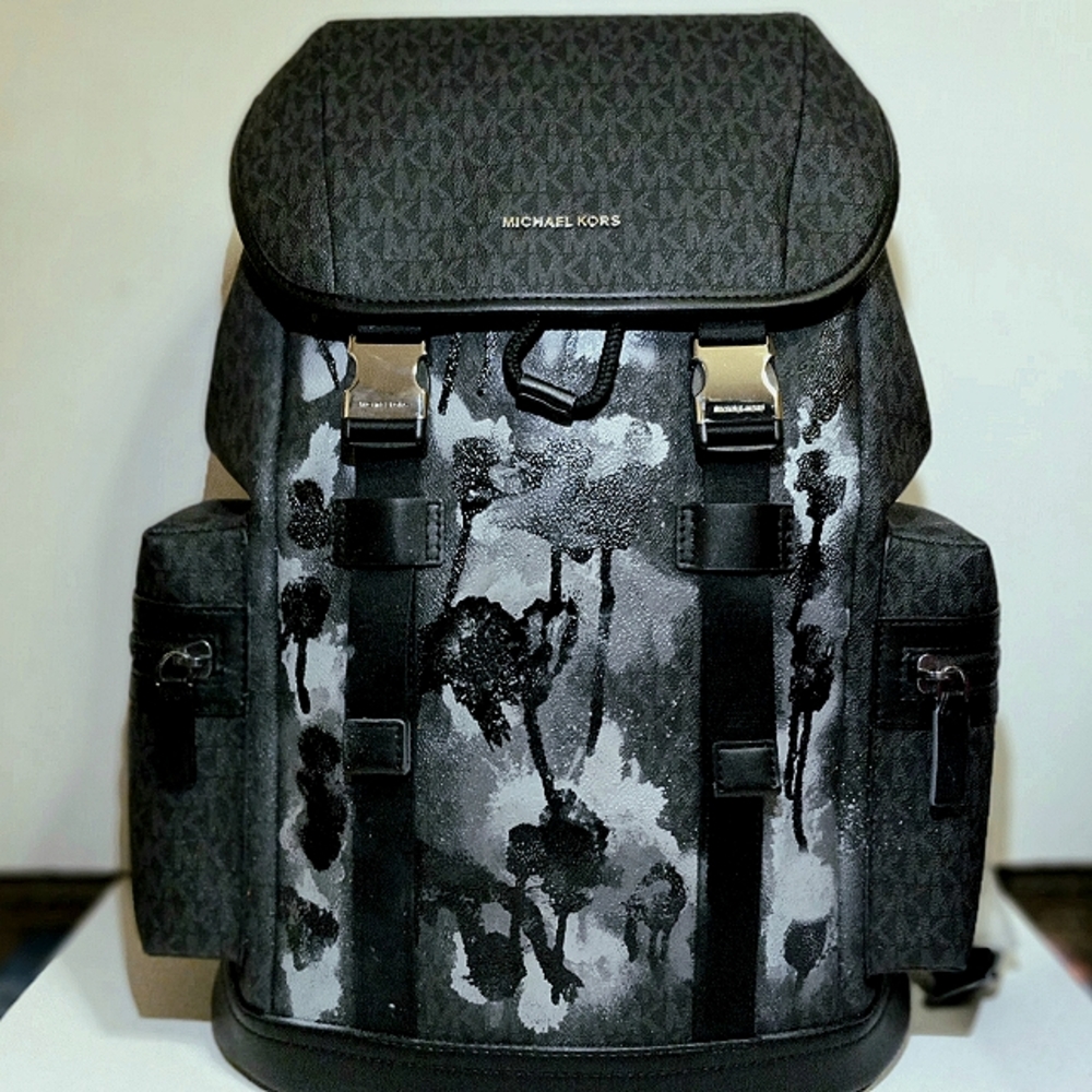 AUTHENTIC CUSTOM GRAFFITI SPLATTER CAMO MICHAEL KORS COOPER MENS BACKPACK